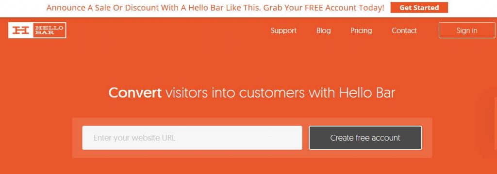 Hello Bar Page